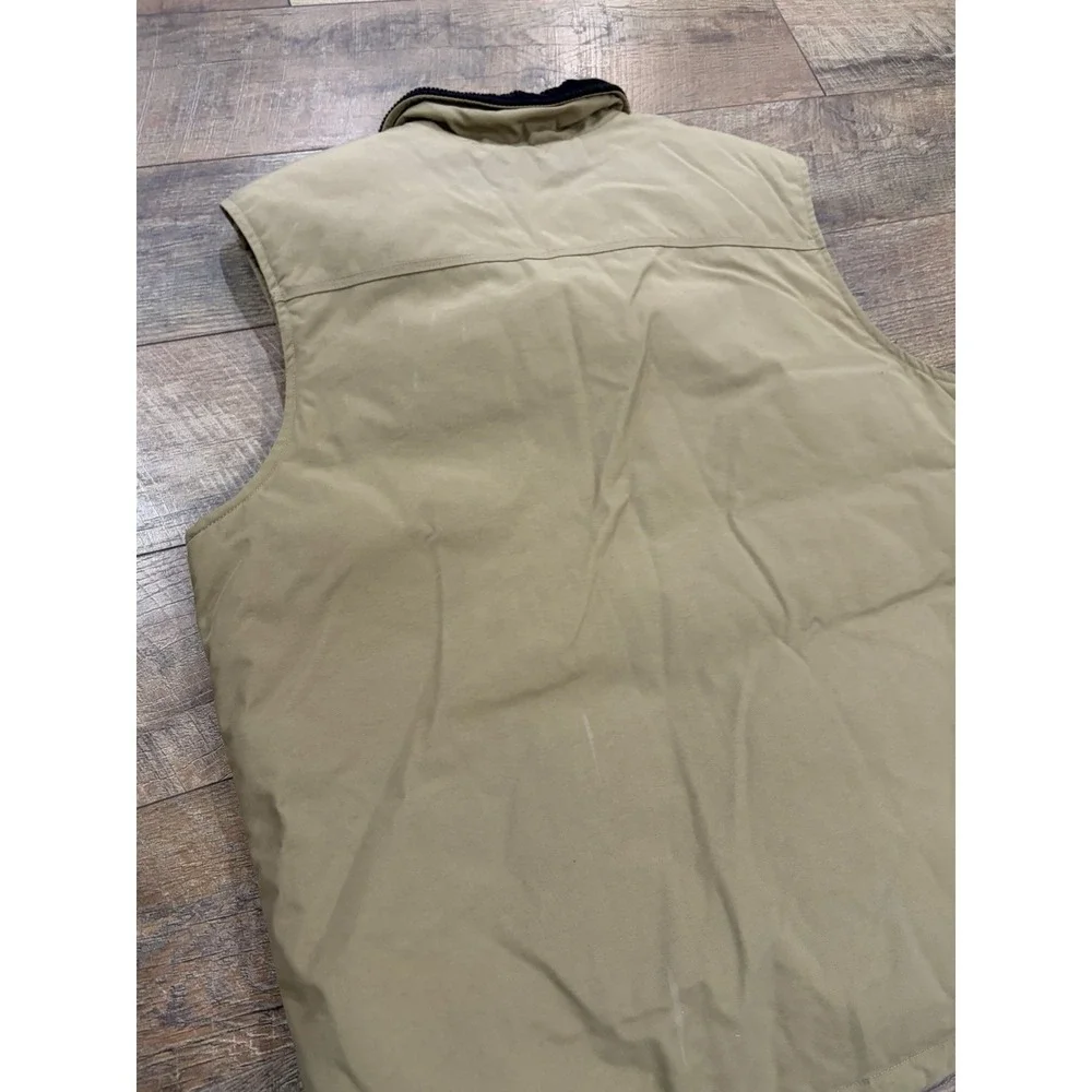 Carhartt V27 DKH Quilted Vest XL Khaki Ribbed Collar Full Zip Canvas Workwear